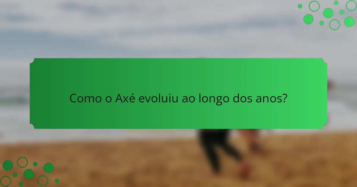 Como o Axé evoluiu ao longo dos anos?